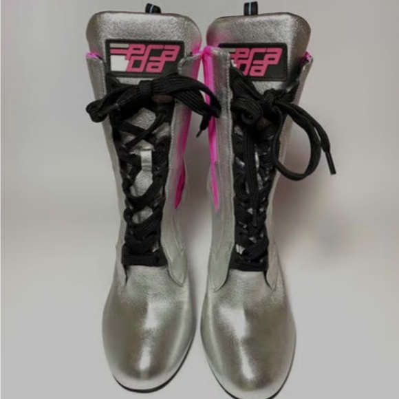 prada silver boots never worn size 40 which is a ten but fits like a 9.5 - Picture 2 of 2
